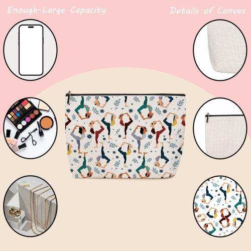Lovdazzles 2pcs Yoga Gifts for Women Makeup Bag Yoga Accessories for Women Cosmetic Bag, Instructor Teacher Toiletry Accessories Organizer Pilates Gifts for Girls Teachers Friends Sisters