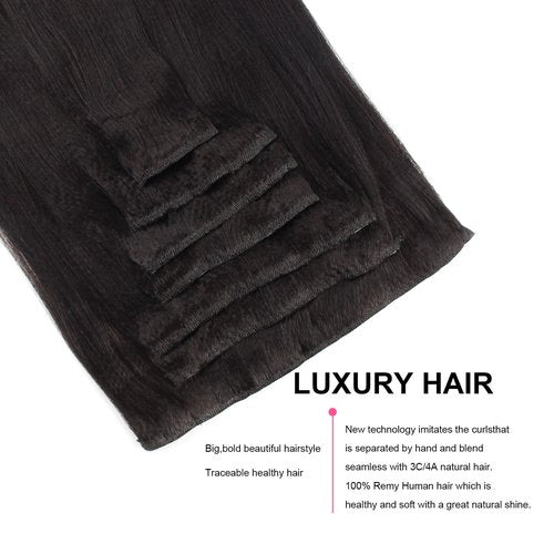 ABH AmazingBeauty Hair Yaki Straight Clip Ins Human Hair Extensions for Black Women Natural Black Light Yaki Clip ins 7 Pieces 120 Gram Per Set, 12 Inch