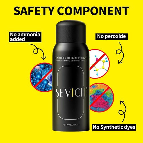 Sevich Hair Fiber Spray - Instant Hair Thickening Powder for Men & Women | Waterproof Dark Brown, 80ml