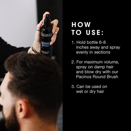 Pacinos Freeze Hair Spray - Extra Hold Texture Spray for All Hair Types | Professional Finishing Spray for Maximum Volume