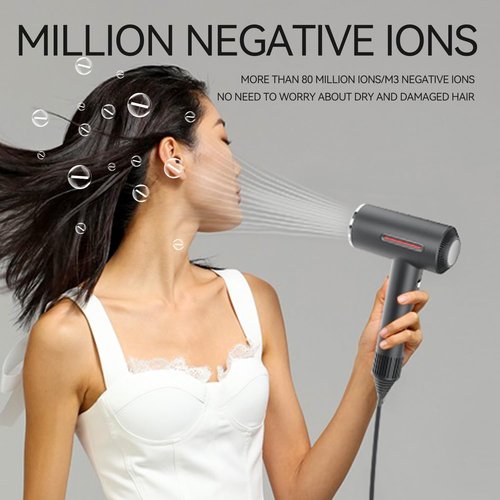CONCARE Hair Dryer with Diffuser, Fast Drying Blow Dryer,110,000 RPM Brushless Motor, High Speed, Ionic,No Heat Damage, for Travel, Home (Gray)