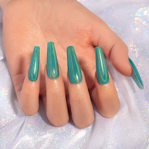 RARJSM Holographic Gel Nail Polish Set 3PCS Green Blue Black Nail Polish Kit Non-Toxic Long Lasting NailGel Mermaid Glitter Gel Polish for Nail Art DIY Nail Set at Home