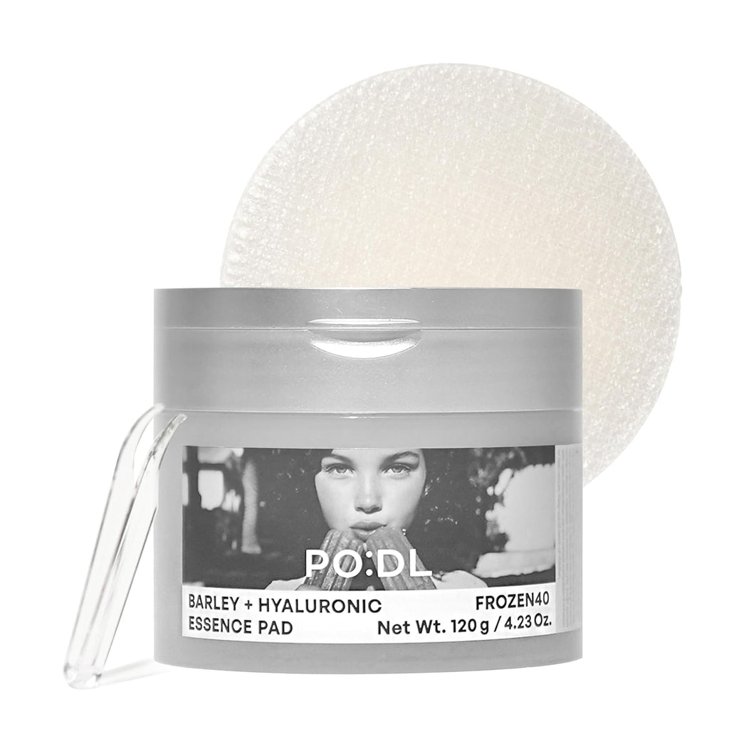 [PODL] Barley Hyaluronic Essence Toner Pads - Instant Cooling Hydration & Calming | 70 Count | Dual-Sided Exfoliating Pads
