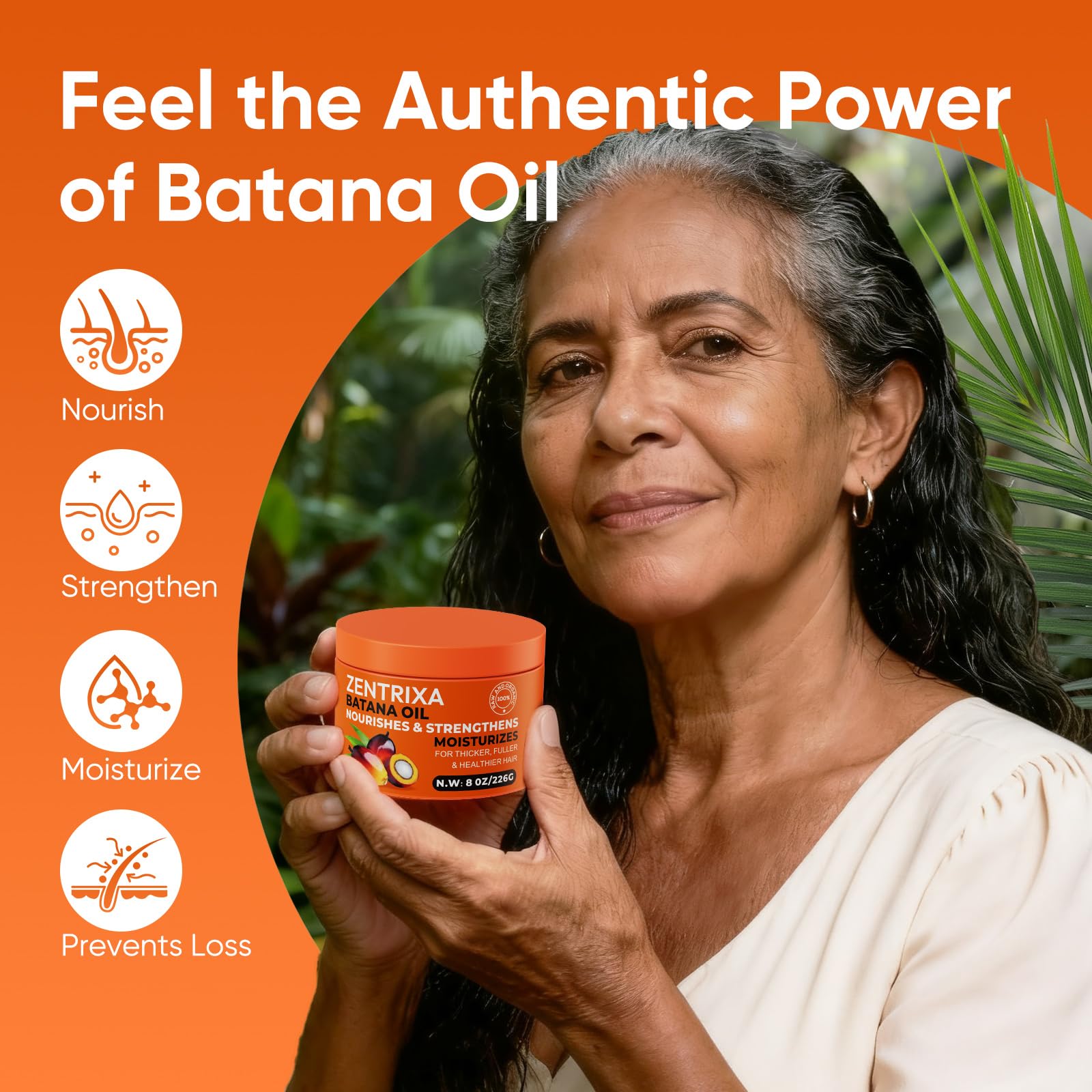 ZENTRIXA Batana Oil for Hair - 100% Raw, Cold Pressed, Unrefined & Organic Hair Mask - Prevents Hair Loss, Enhances Hair Thickness - For Men & Women, Essence for All Hair Types (16 oz)