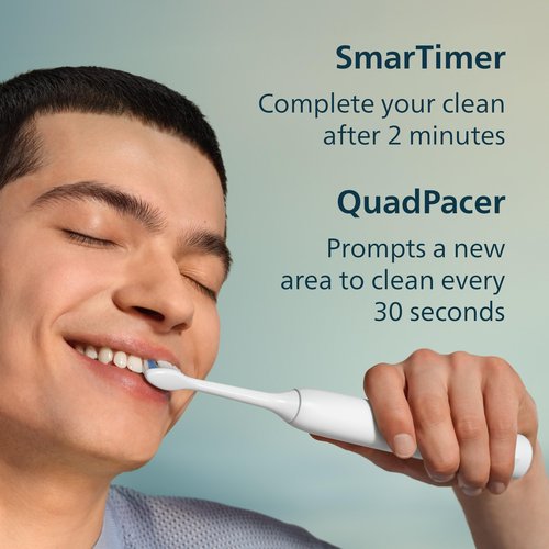 Philips Sonicare 2100 Series Electric Toothbrush - Sonic Toothbrush with Advanced Sonic Technology, Two Intensity Settings, Smartimer & Quadpacer, White, Model HX3661/04
