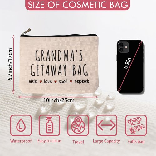 HDYHDY New Grandma Gifts Makeup Bag, Grandma Birthday Gifts for Nana Mimi Gigi Granny Grandmother, Best Promoted to Grandma Gift First Time 2026, Grandmas to Be Gift, Christmas Travel Cosmetic Bag