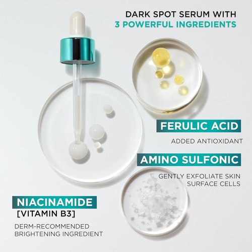L’Oréal Paris Bright Reveal Dark Spot Serum - 12% Niacinamide & Amino Sulfonic - 1oz + Free Moisturizer Sample