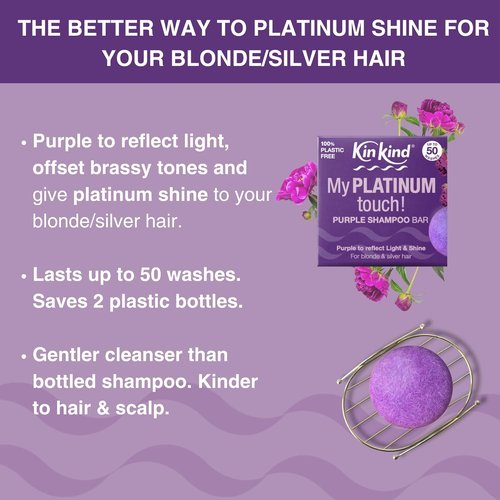 KinKind Toning Purple Shampoo Bar - Perfect for Blonde, Silver & White Hair | Vegan Travel-Friendly Solid Bar - Up to 50 Washes