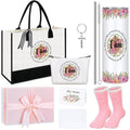 Paterr 7 Pcs Christian Gift for Women Include 20 oz Tumbler Religious Tote Bag Makeup Bag Socks Keychain Card Birthday Gifts(I Am)