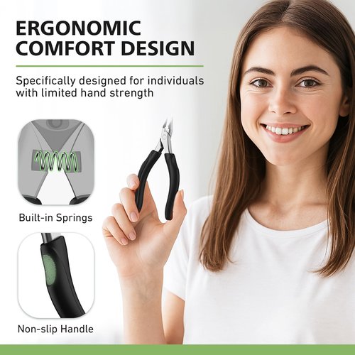 BALUCA Professional Straight Edge Toenail Clippers for Thick Nails & Ingrown Toenails - Heavy Duty Long Handle Nail Clippers for Seniors and Adults with Precision Design for Pain-Free Grooming,Black