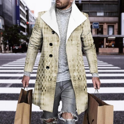 BIVENANT Men's Thermal Wool Blend Peacoat - Casual Notched Collar Business Coat in Classic Style