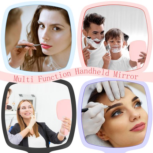 Threehoney 25 Pcs Hand Mirrors Bulk Small Handheld Mirrors with Handle 6.3 x 3.54 Inch Travel Makeup Tools Portable Vanity Glass for Bathroom Home Barber Salon Camping Gifts for Women (Pink)