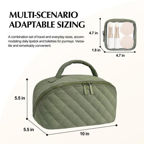 honitty Makeup Bag, Quilted Makeup Bag, Puffy Travel Make up Bags, Cosmetic Organizer Bag, Waterproof Toiletry Bag for Women
