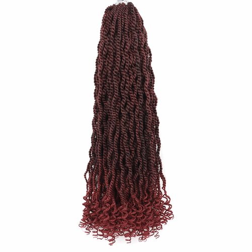 Burgundy Senegalese Twist Crochet Hair for Black Women 24 Inch 8 Packs Pre Looped Kinky Twists Crochet Braids with Curly Ends Short 2 Strand Rope Twists (Tbug)