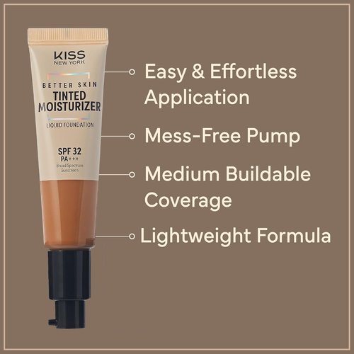 KISS New York Tinted Moisturizer - SPF 32 PA+++ Hydrating Sunscreen for Face | Classic Tan, Medium Coverage