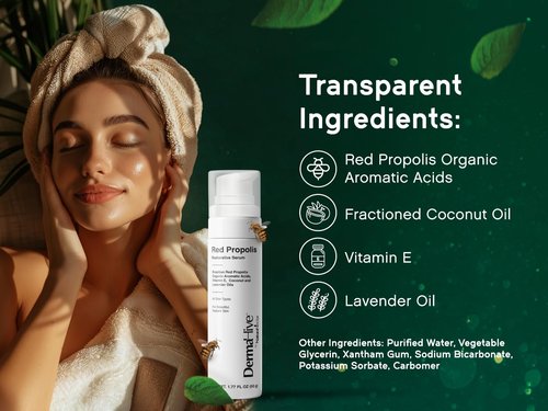 DermaHive - Red Propolis Restorative Serum with Vitamin E, Antioxidants & Lavender Oil, Anti Aging Face Serum for Women & Men, Antioxidant, Skin Repair, Glowing Skin, Scar Removal, Airless Pump - 50g