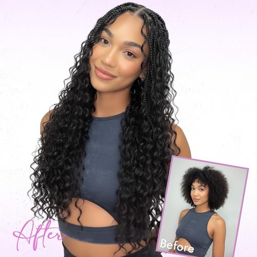Boho Box Braids Crochet Hair for Black Women – 12 Inch Micro Pre-Looped Style, 4 Culrs Goddess Box Braids Crochet Hair with Curly Ends (12 Inch, 1B)