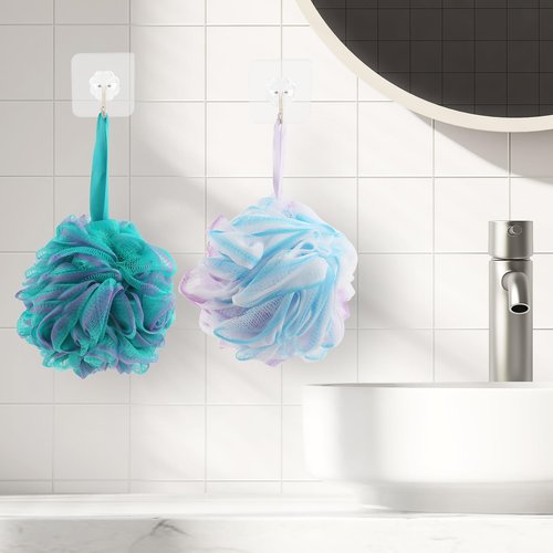 Fu Store Loofah Sponge Shower Loofahs 80g Bath Sponges Mesh Balls 4 Colors Body Scrubber Exfoliator Wash Back Scrubber Bathroom Men Women 4 Pack Scrubbers Cleaning Bathing Accessories