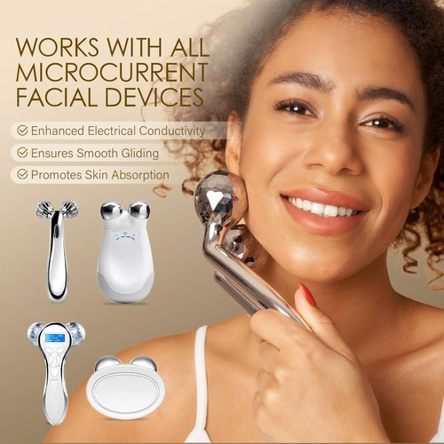 MOSRROU Microcurrent Conductive Gel Hydrating Collagen Leave-On Primer for Face Conductivity Gel with Hyaluronic Acid Snail Mucin Centella Asiatica Fragrance-Free Paraben-Free Work with Facial Device