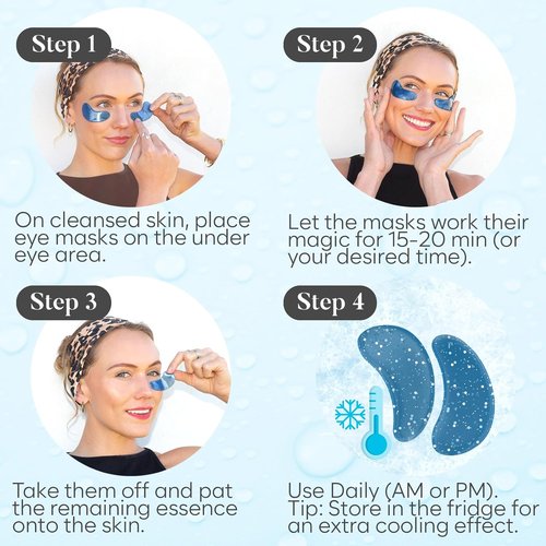 BLOOMORA Marine Collagen Under Eye Patches - Hydrating Mask for Puffy Eyes & Dark Circles | 30 Pairs