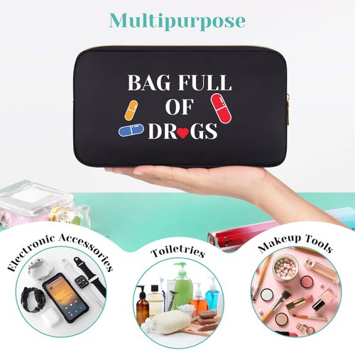 Funny Medicine Bags for Women Doctor Thank You Gifts for Medical Assistant Dental Assistant Gifts Medicinal Organizer Gift for Female Doctor Nurses Graduation Retirement Gift Travel Cosmetic Bag