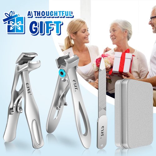 Toenail Clippers for Thick Nails for Seniors, 3-Pack Ergonomic Heavy Duty Angled Head German Nail Clippers for Men with Catcher, Premium Steel Wide Opening Fingernail Clippers for Men & Women
