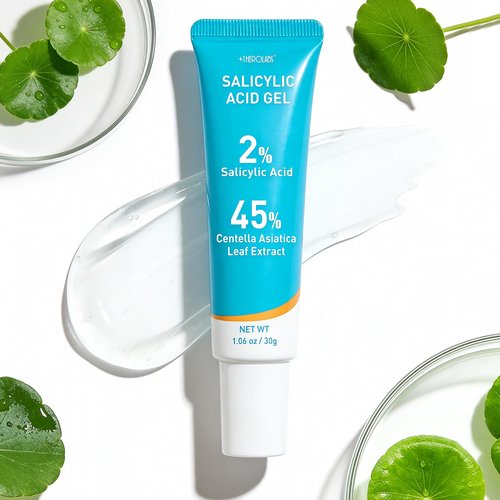 2% Salicylic Acid Gel Serum - with 45% Centella Asiatica Leaf Extract, Pore Clarifying & Oil Balancing for Oily, Acne-Prone Skin, Fragrance-Free, 1 Fl Oz
