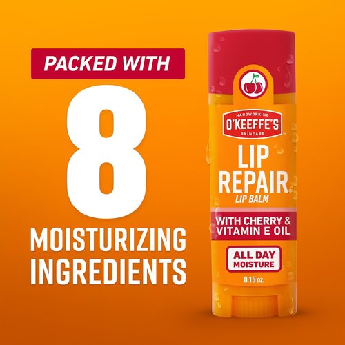 O'Keeffe's Lip Repair Lip Balm - Cherry & Vitamin E Oil - 3 Pack for Extremely Cracked, Dry Lips