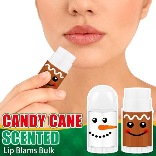 50 Pcs Christmas Lip Balm Bulk Mini Candy Cane Peppermint Flavor Lip Balms Bulk Christmas Stocking Stuffers Xmas Party Gifts Small Thank You Employee Appreciation Gifts for Women Men (Xmas Character)