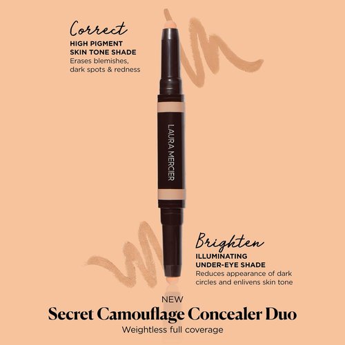 Laura Mercier Secret Camouflage Brighten and Correct Duo, 2-in-1 Face and Under Eye Concealer Stick, Blurs Imperfections and Reduces Appearance of Undereye Dark Circles, Full Coverage, 1N