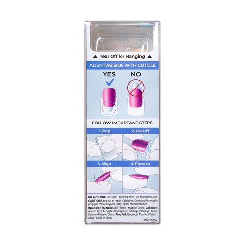 KISS colorFX by imPRESS Press On Nails , ‘Reconnect’, Solid Blue with Pearlescent Finish, Short Oval, IMPROVED adhesive, Includes 30 Fake Nails, Prep Pad, 1 Manicure Stick, 1 Mini Nail File