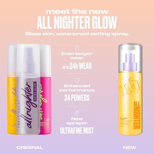 Urban Decay All Nighter Waterproof Makeup Setting Spray - 24HR Wear, Ultra-Fine Mist, 1 fl oz | Glass-Skin Glow Finish