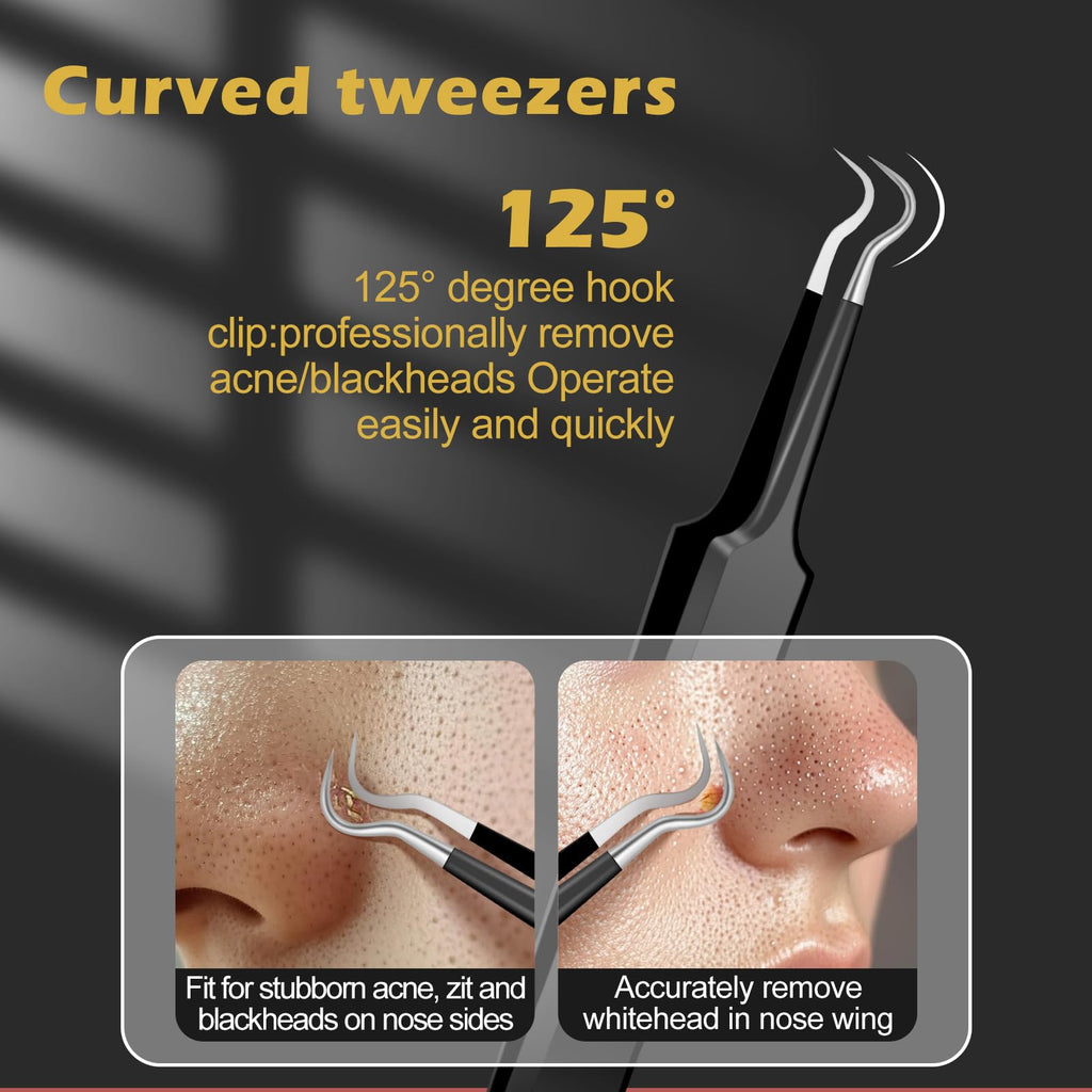 WSYUB Professional Blackhead Tweezers and Ingrown Hair Tweezers, Stainless Steel Blackhead Remover Tools, Tweezer for Women Facial Hair