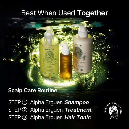 ROOTON Alpha Erguen Women’s Hair Loss Care Treatment, Vegan Formula for Dual Scalp & Hair Cortex Repair, Strengthens, Restores & Nourishes Damaged Hair, 500ml / 16.9 fl oz