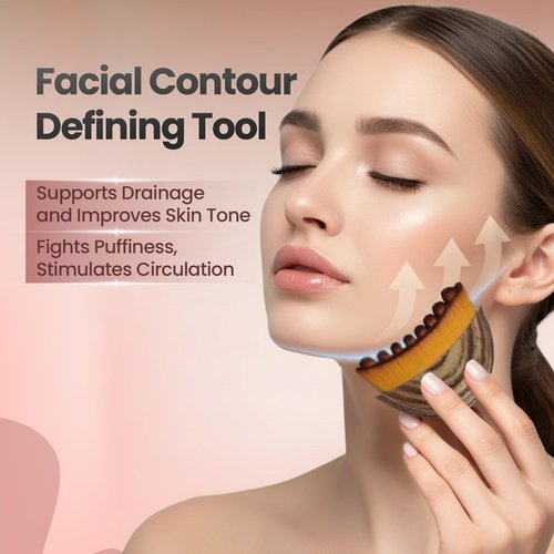 Lymphatic Contour Face Brush - Improves Circulation & Reduces Puffiness, Dry Brushing Lymphatic Face Brush - 100% Gentle & Soft on Skin, Erogonomic Facial Brush for Natural Contouring (1 PCS)