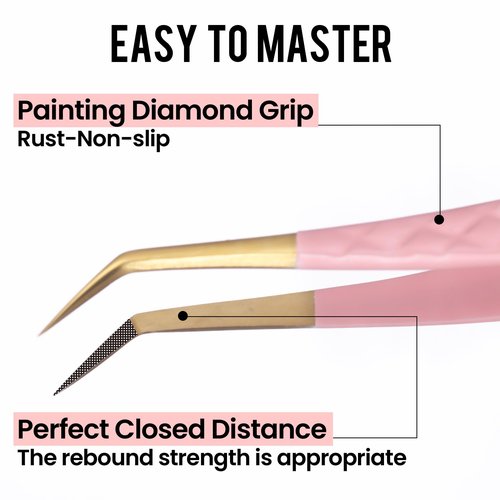 Fiber Tip Lash Tweezers For Eyelash Extension 4 Pcs Tweezers Professional Artist Tech Work Kit Tools,Best Volume Eyelash Lashes Extensions Precision Supplies Volume Boot 90 45 Degree(Pink)