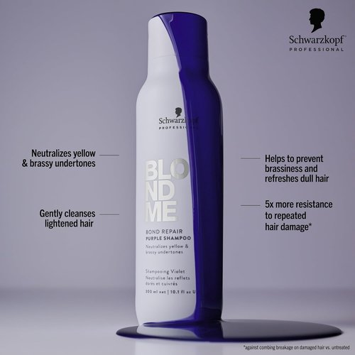 BlondMe Bond Repair Purple Shampoo - Neutralizes Yellow Tones & Strengthens Blonde Hair | Moisturized, Healthy-Looking Finish