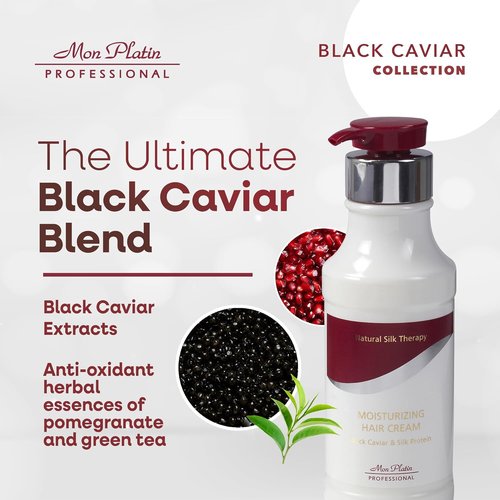 Mon Platin Professional Black Caviar Hair Cream - Luxurious Nourishing Styling Cream for Smooth, Shiny Hair | 400ml