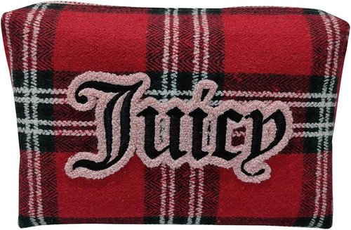 Juicy Couture Red Makeup Bag - Stylish Cosmetics Organizer for Travel | Zip Top Wedge Design