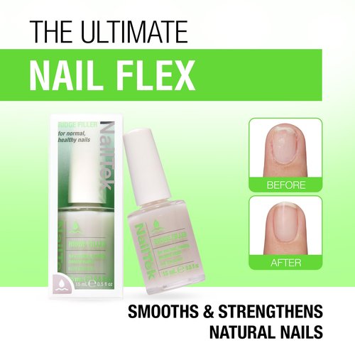 Nail Tek Ridge Filler Formula 1 – Clear Ridge Filler for Nails Base Coat, Nail Strengthener Polish for Strong, Healthy Natural Nails Growth, 0.5 fl oz