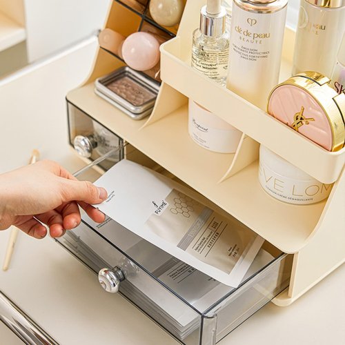 Makeup Organizer with Drawers for Vanity,Bathroom Countertop Organizer with Brushes Holder,Skincare Storage Organizer,Perfect Cosmetic Display Case for Your Beauty Essential