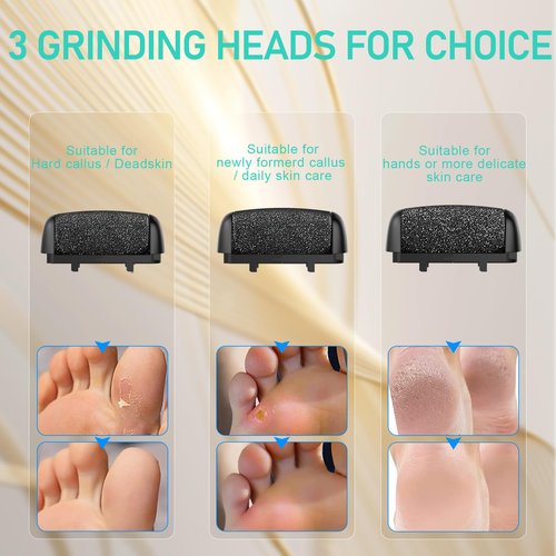 Electric Callus Remover for Feet - with Larger Grinding Head, Portable Pedicure Kit Foot File Callus Remover, Rechargeable Waterproof Foot File for Foot Care Deadskin Remover LCD Display-Black