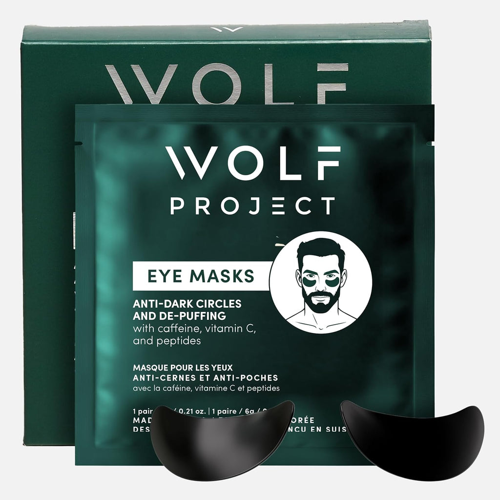 Wolf Project Under Eye Patches - Reduce Dark Circles & Puffiness with Caffeine, Vitamin C & Peptides | 5 Pairs