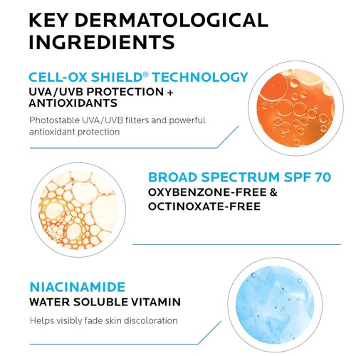 La Roche-Posay Anthelios Sunscreen Moisturizer SPF 70 - Anti-Aging Face Cream with Niacinamide for Even Skin Tone & Fine Lines