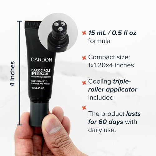 Cardon | Dark Circle Rescue Eye Roller | Under Eye Massager for Puffy Eyes & Dark Circles | Peptides & Niacinamide