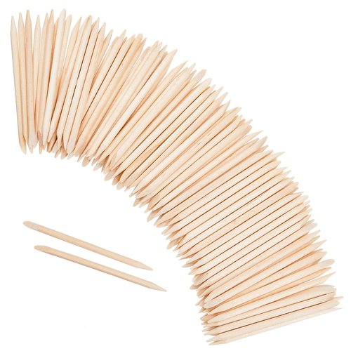 Maitys 500 Pcs Orange Wood Sticks for Nails 4.53 Inch Double Sided Wooden Cuticle Pusher Sticks Disposable Orangewood Nail Stick Manicure Pedicure Tool Wax Stick for Waxing for Home and Salon