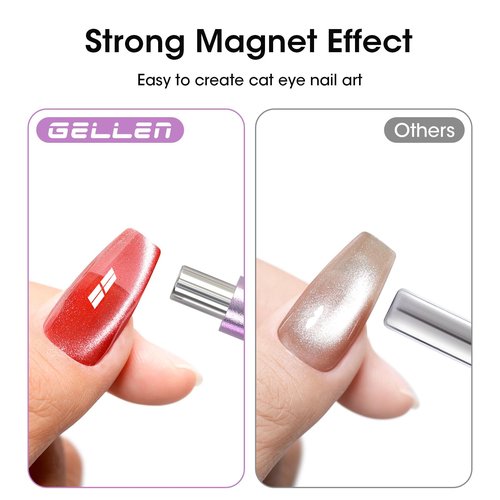 Gellen Double-Ended Cat Eye Magnet Stick for Nail – Dual Cat Eye Gel Nail Polish Sturdy Magnet Tool with Round Beads, Multifunctional Cat-Eye Nail Art Effect at Home or Salon DIY