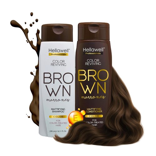 Regine Switzerland Professional Hair Coloring Kit - Permanent Brown Dye with Color Reviving Shampoo & Conditioner | 100% Gray Coverage