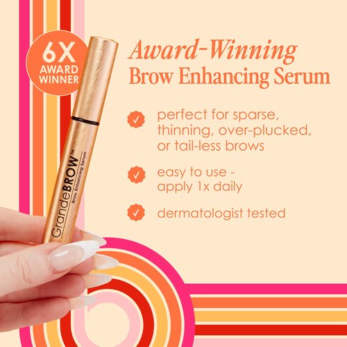 Grande Cosmetics GrandeBROW Brow Enhancing Serum for Fuller, Bolder, Looking Eyebrows - Brow Serum With Vitamins, Peptides, Antioxidants, Amino Acids, Cruelty Free - 8 Week Supply (1.5 mL)
