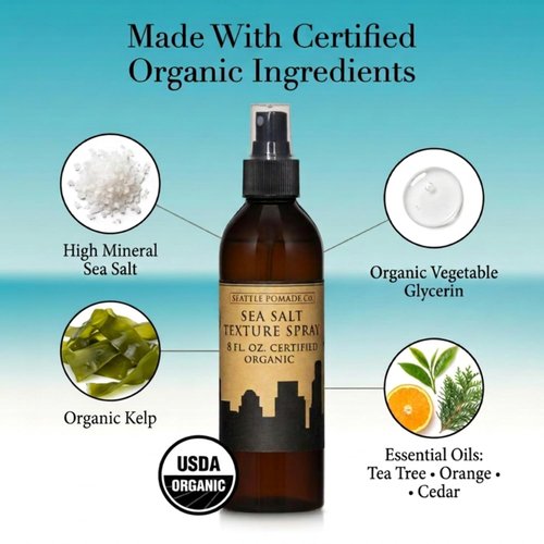 Seattle Pomade Co. Organic Sea Salt Spray - Natural, Non-GMO & Vegan Hair Styling | 8 fl oz